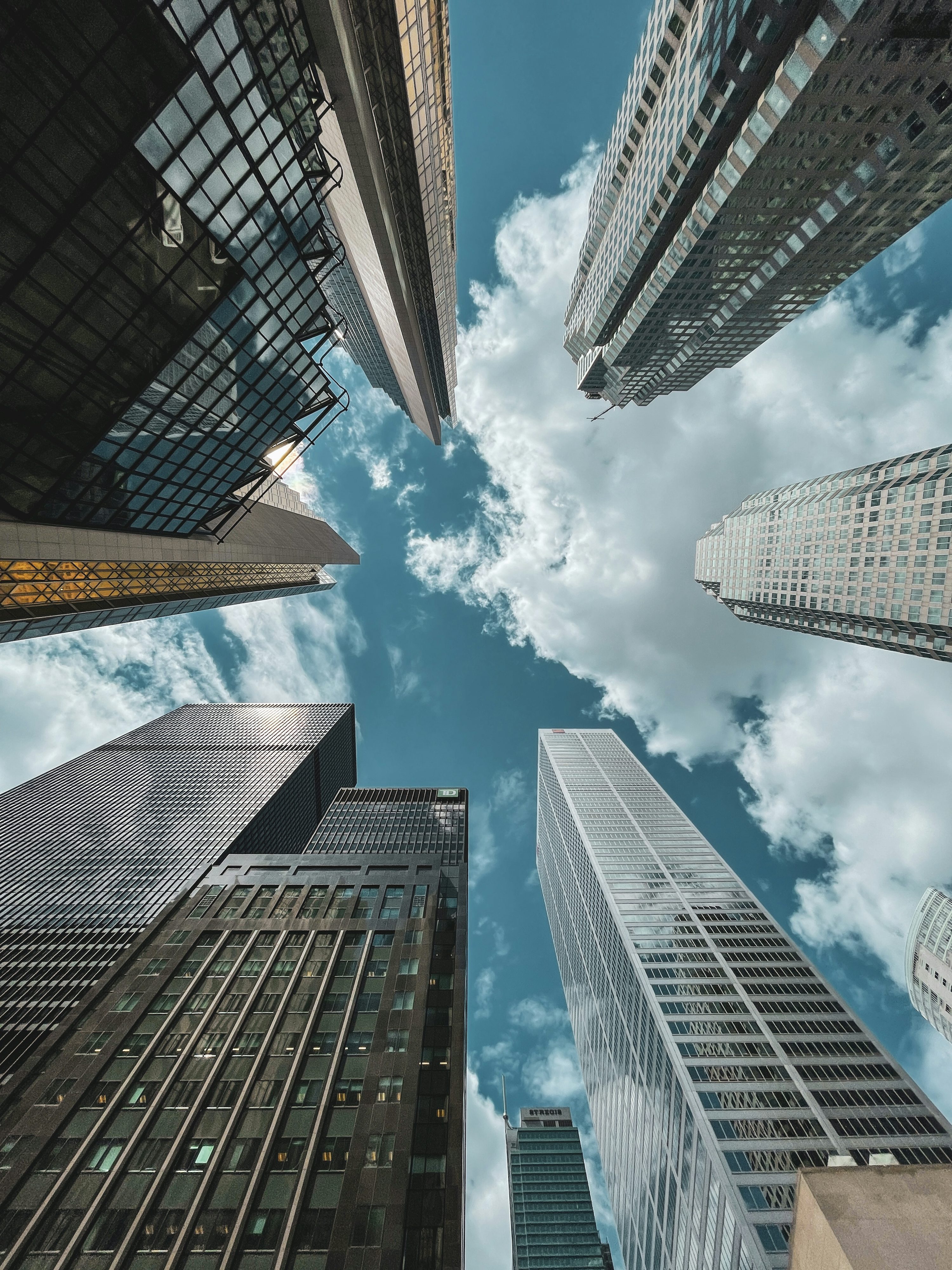 Looking up at Toronto’s Financial District towers